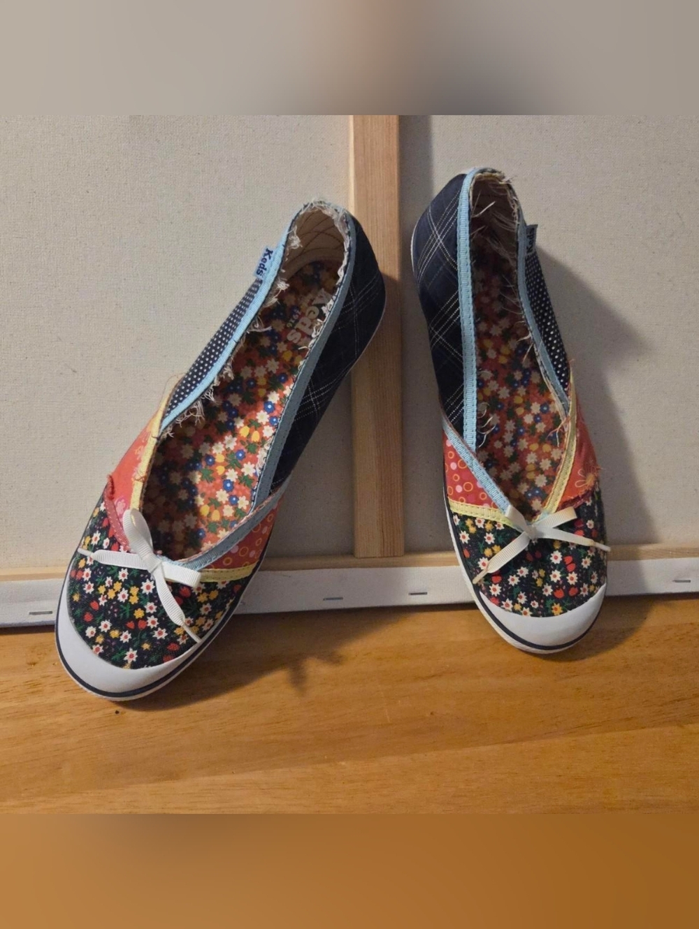 Keds floral canvas ballet flats with bow